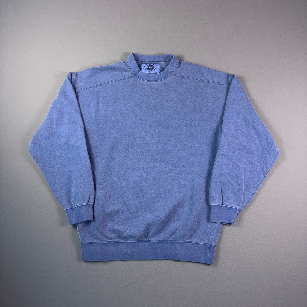Authentic Pigment Blue Sweatshirt Blank Pigment Dyed Pullover Mens Medium